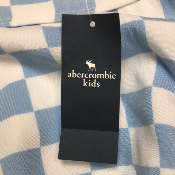 NWT Abercrombie Kids Big Girls’ Blue White Checkered Small Front Slit Mini Skirt - Picture 5 of 8